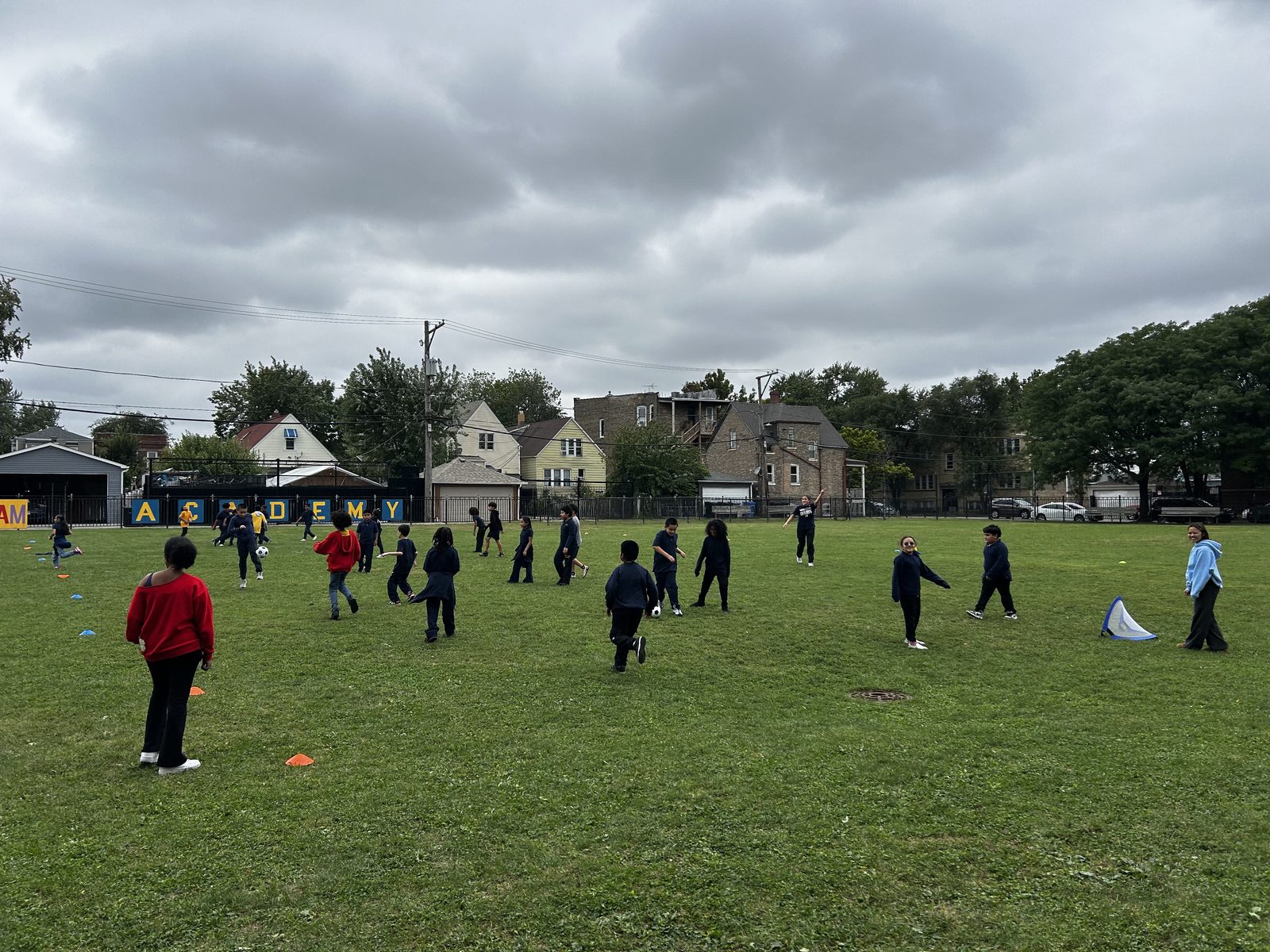 West Park students playing on the field